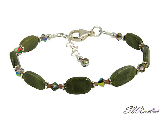 Olive Jade Crystal Gemstone Beaded Bracelet - SWCreations
 - 1