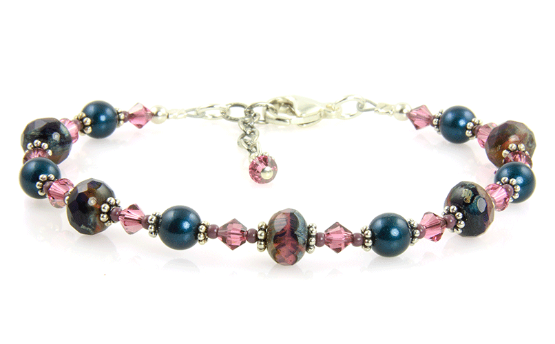 Amethyst Mauve Pearl Crystal Bracelet - SWCreations
