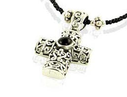 Black Crystal Onyx Cross Beaded Necklace - SWCreations
 - 2