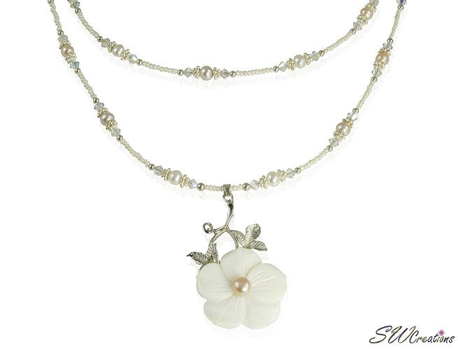 Floral Mother of Pearl Beaded Necklace - SWCreations
 - 1