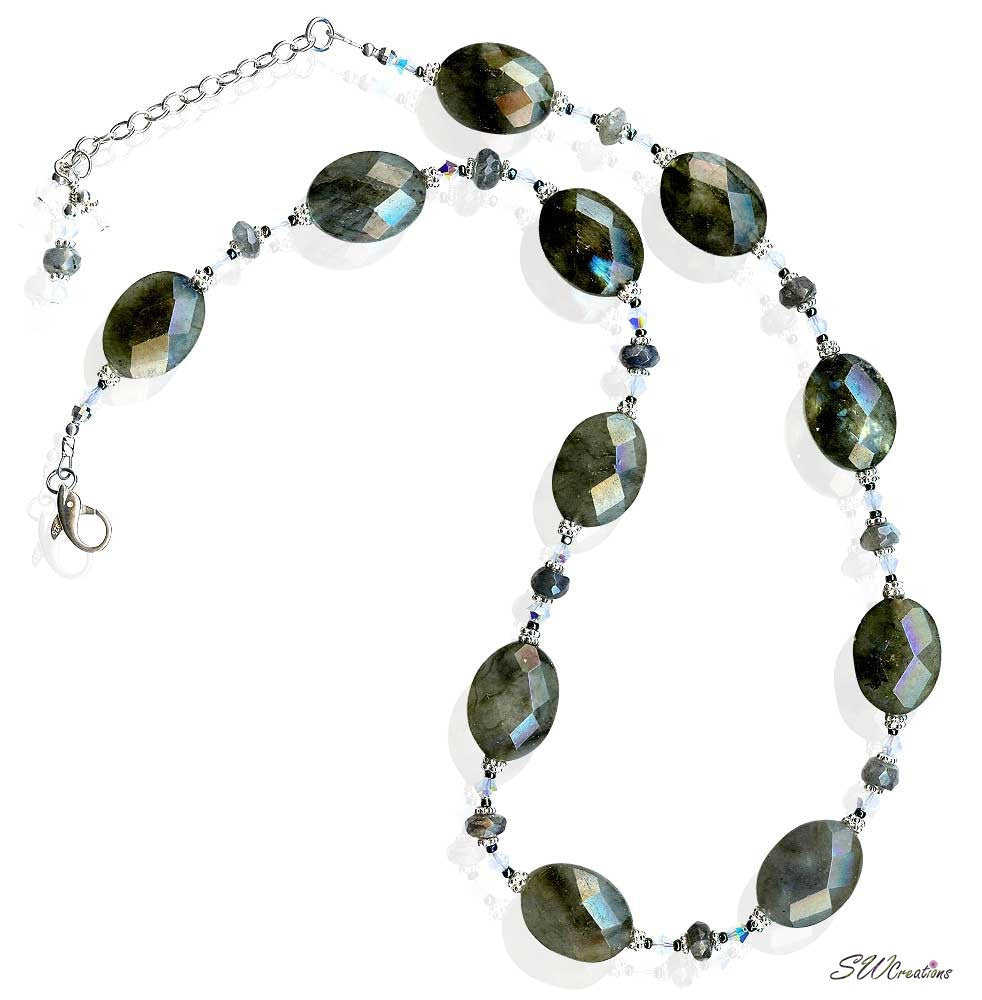 Labradorite Gemstone Opal Crystal Beaded Necklace - SWCreations
