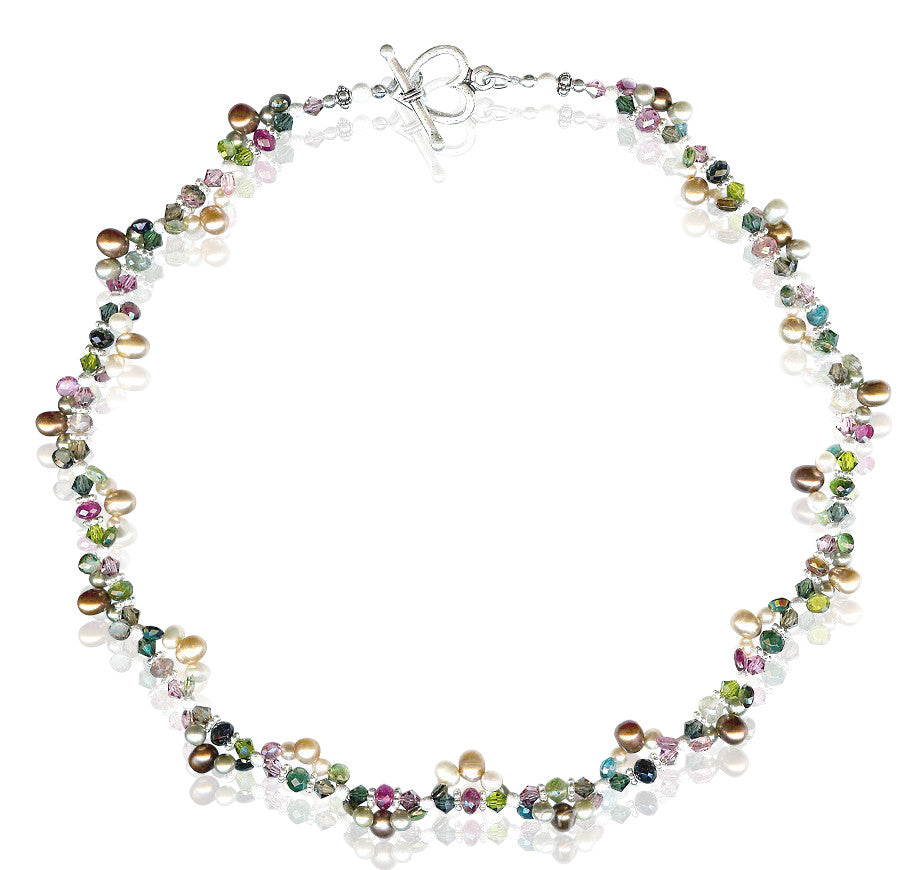 Tourmaline Gemstone Pearl Twist Necklace - SWCreations

