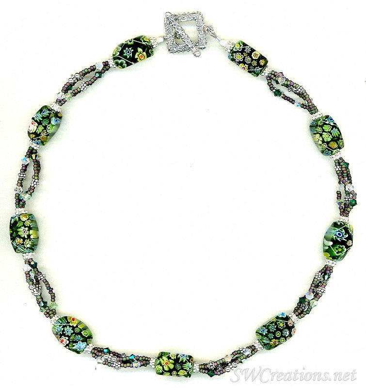 Fancy Emerald Floral Crystal Necklace - SWCreations

