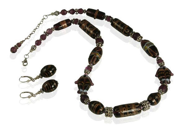 Amethyst Lampwork Beaded Necklace Set - SWCreations
 - 2