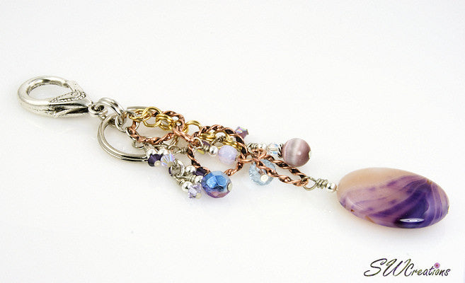 Lavender Swirl Gemstone Crystal Beaded Purse Charm - SWCreations
 - 1