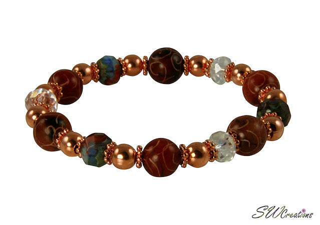 Carved Jade Copper Gemstone Beaded Bracelets - SWCreations
