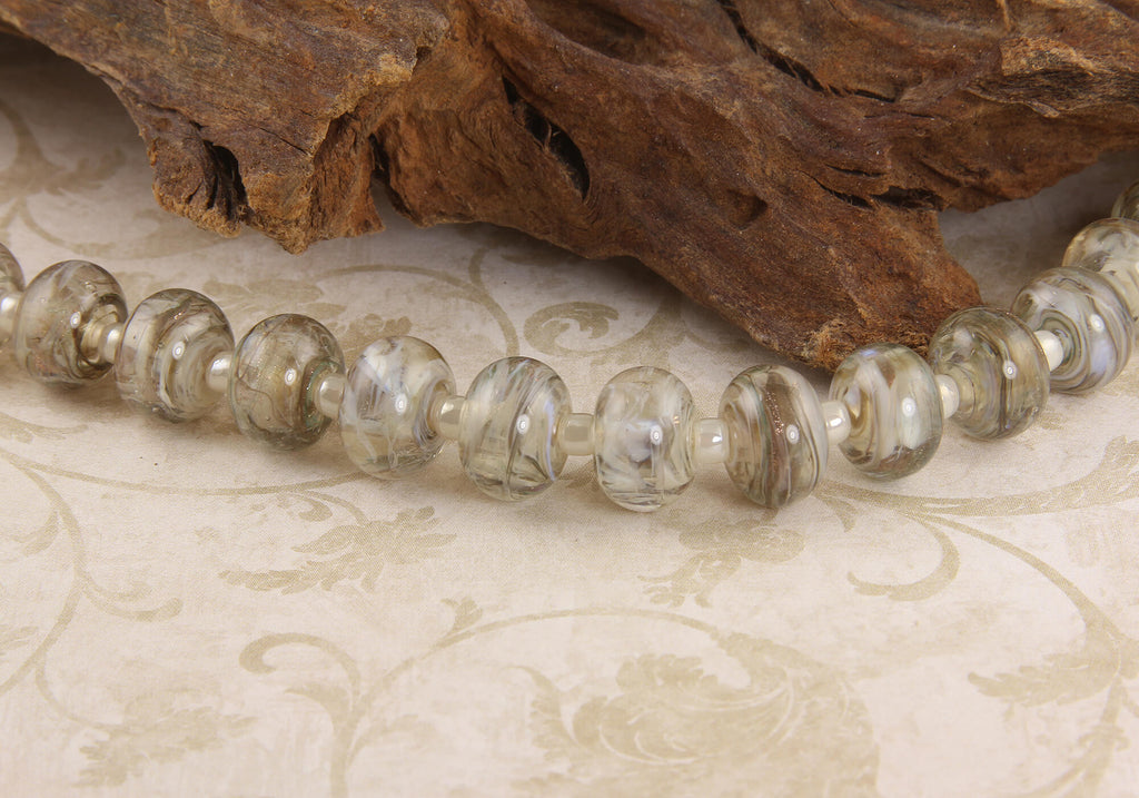 abalone gray lampwork beads
