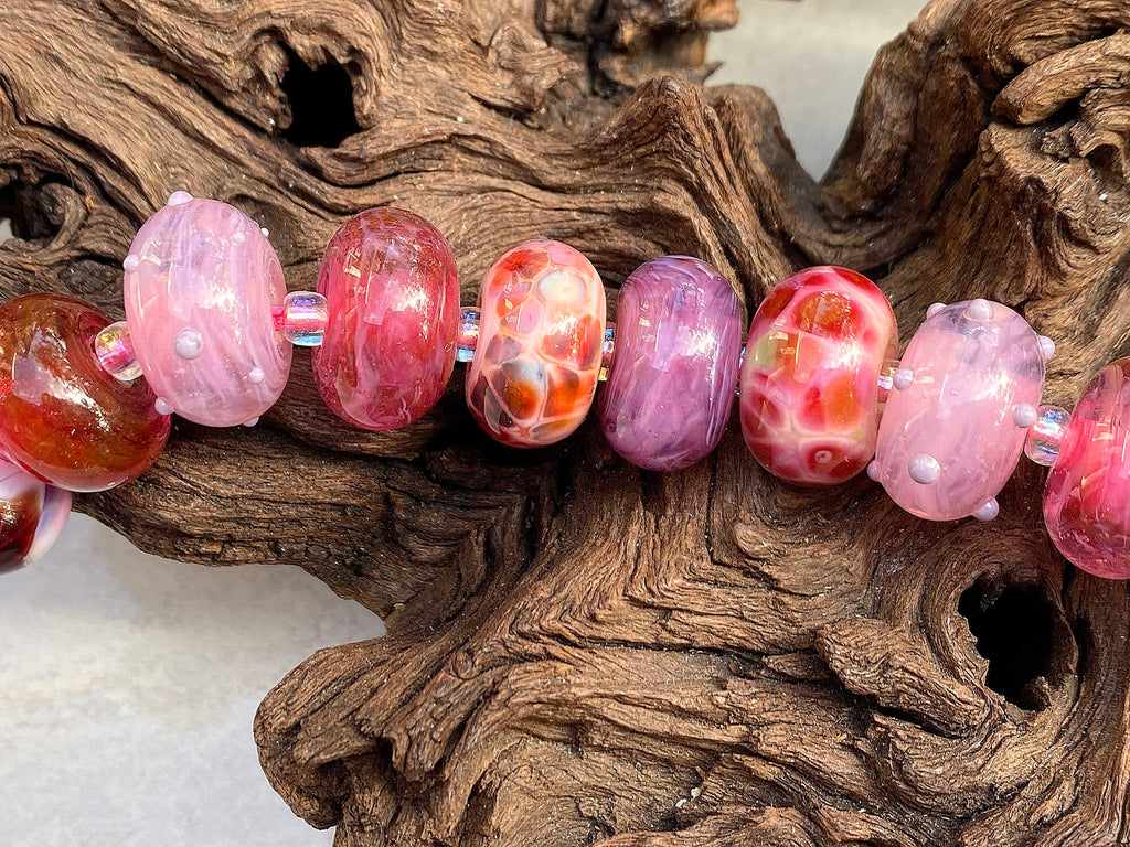 pink lampwork beads set