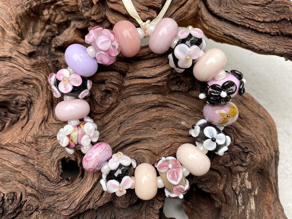 floral lampwork beads