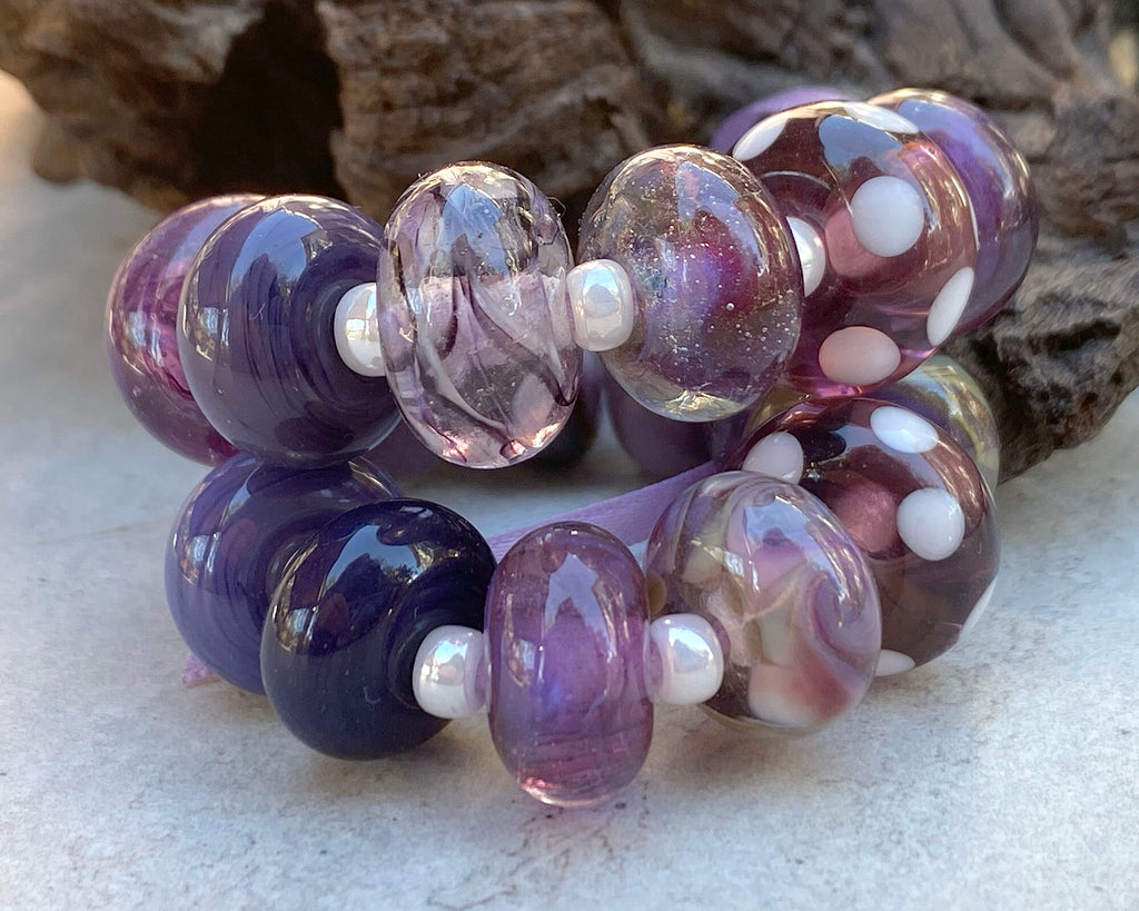 purple mix lampwork beads