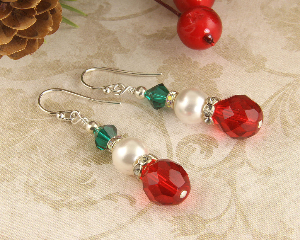 red green christmas earrings