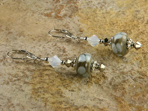 Opal Floral Lampwork Bead Earrings - SWCreations
