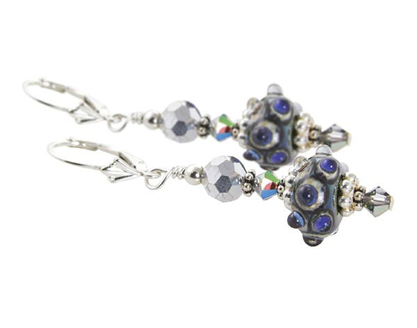 Moonlight Blue Lampwork Bead Earrings - SWCreations
