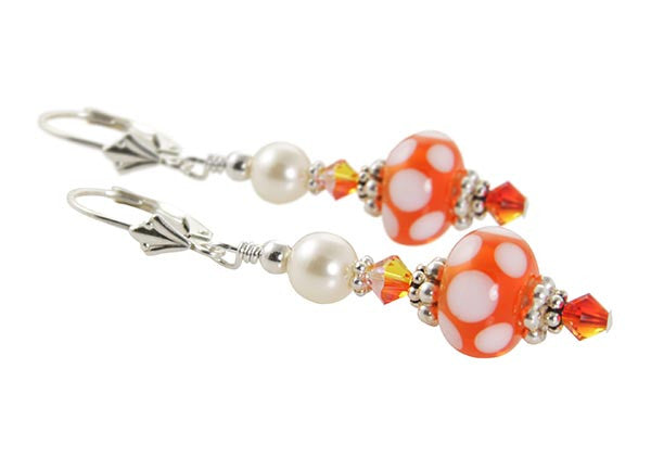 Tangerine Lampwork Glass Bead Earrings - SWCreations
