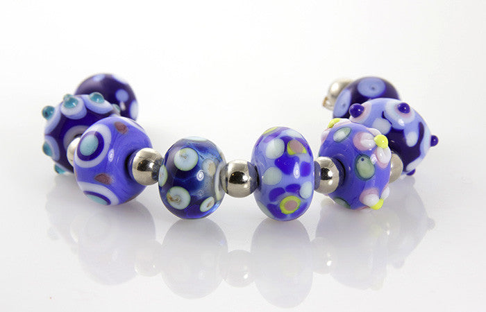 Blue Blend Lampwork Glass Beads SRA - SWCreations
