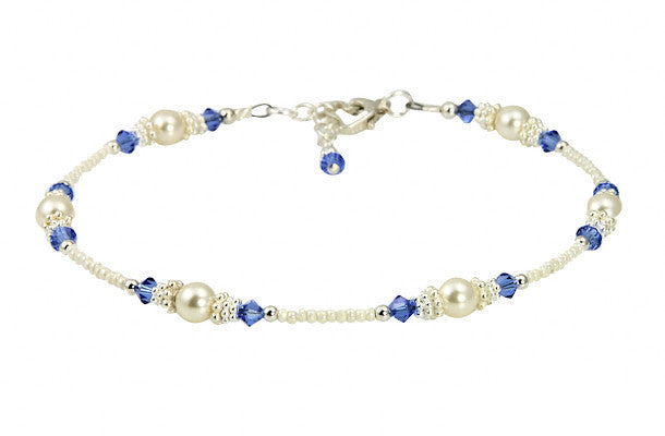 Classic - Something Blue Wedding Sapphire Heart Anklets - SWCreations