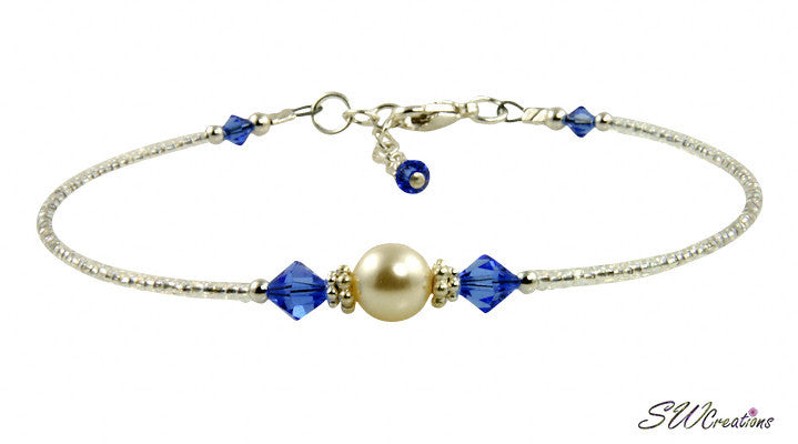 Luxurious Blue Pearl Beaded Anklet - SWCreations

