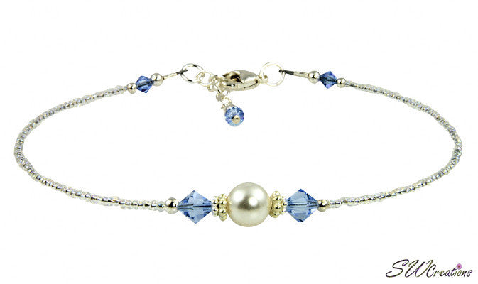 Victoria - Something Blue Wedding Sapphire Crystal Anklet - SWCreations
