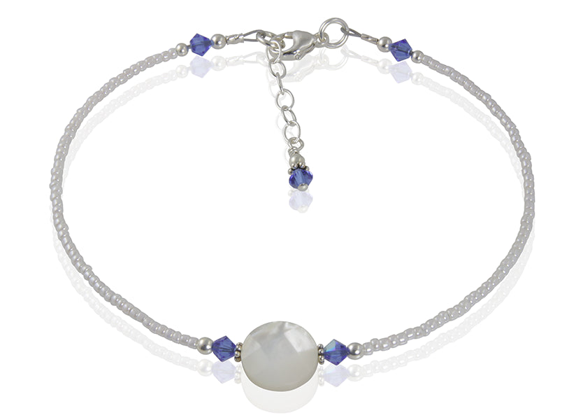 Chelsea - Something Blue Mother of Pearl Wedding Anklet - SWCreations
 - 2