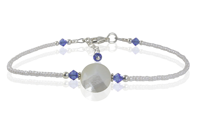 Chelsea - Something Blue Mother of Pearl Wedding Anklet - SWCreations
 - 1