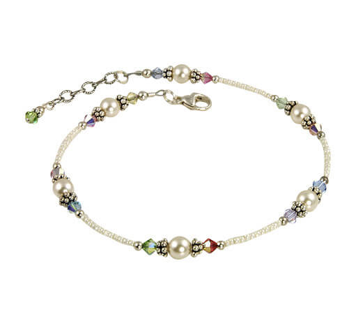 The Pastel Cream Rose Pearl anklet is stunning