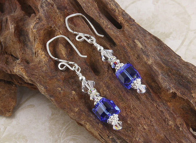 blue crystal earrings