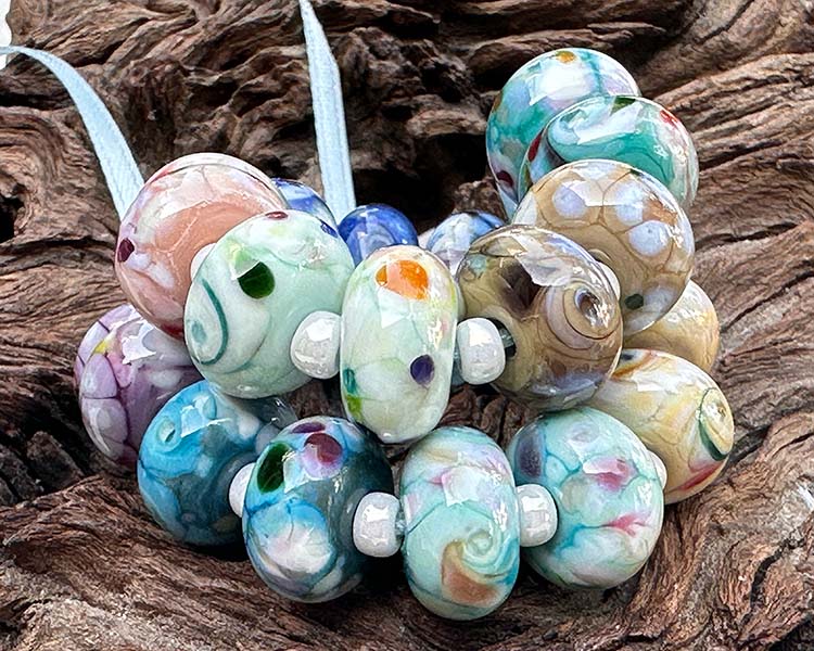 Cream Confetti Frit Lampwork Beads