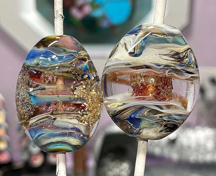 Gold Mica Organic Lampwork Beads