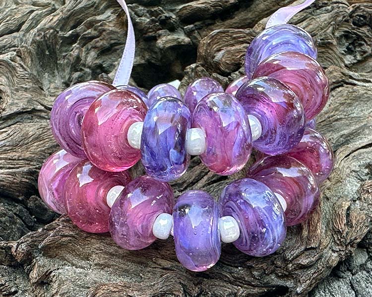 Purple & Pink Swirl Frit Beads