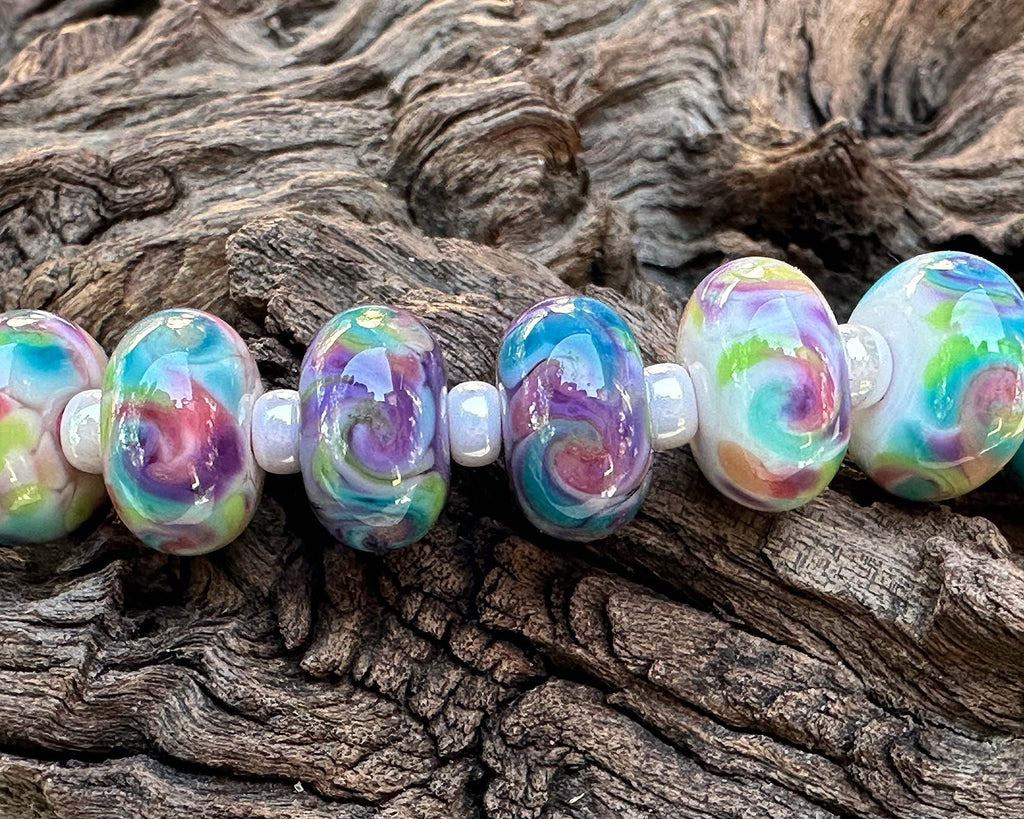 tropical sunrise lampwork beads