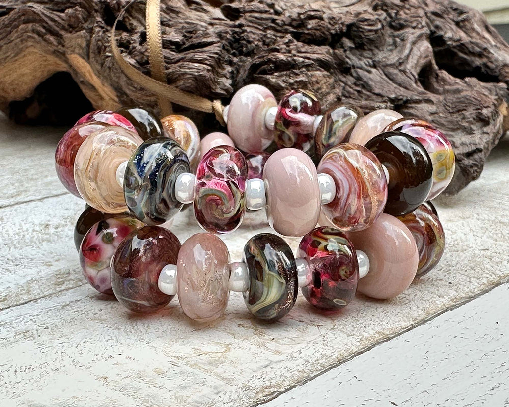 autumn fireside lampwork beads