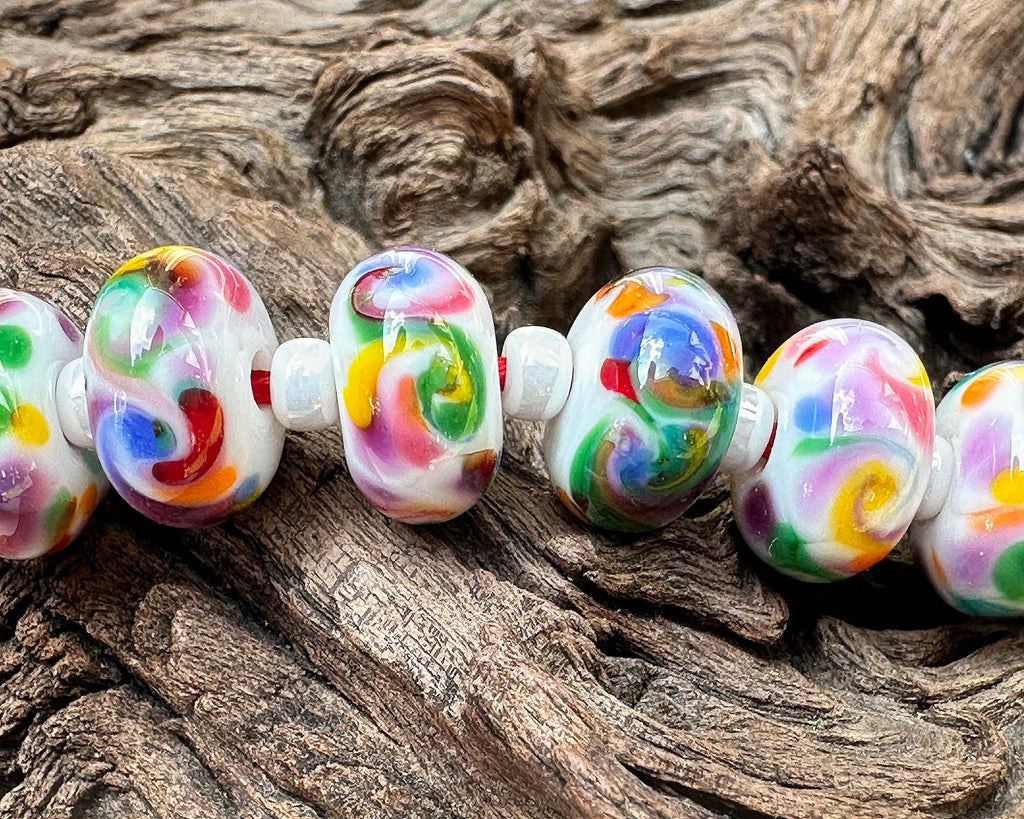 rainbow lampwork beads
