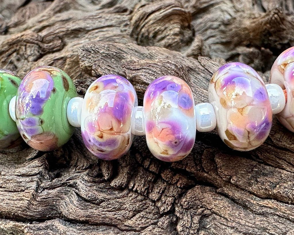 Orchid Peach Lampwork Beads