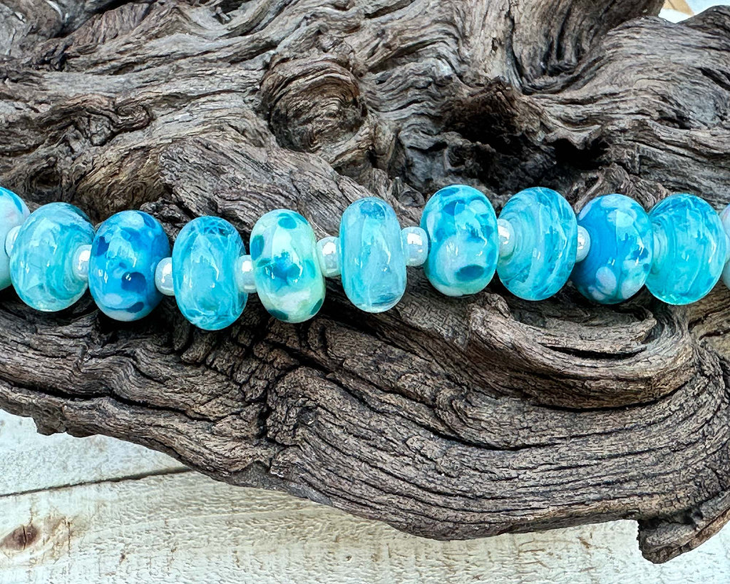tiffany aqua lampwork beads