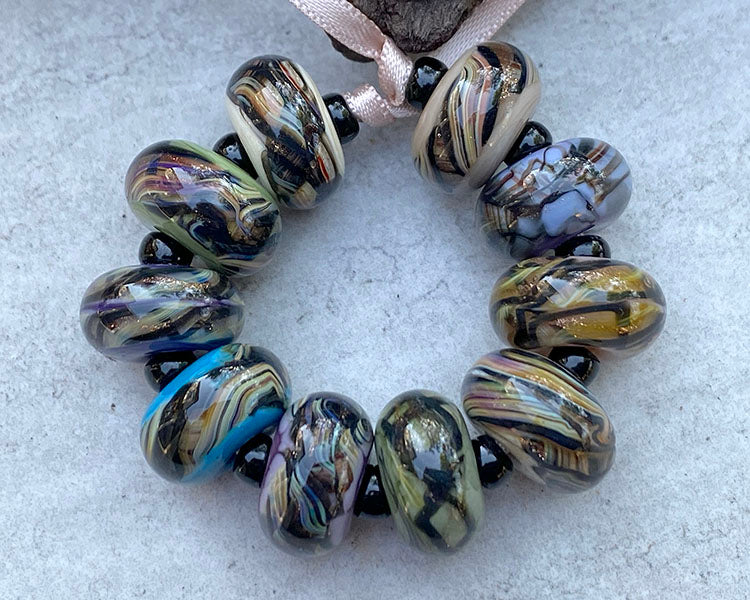 Fall Twist Shimmer Lampwork Beads