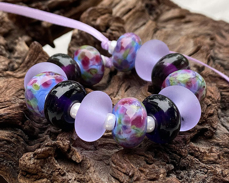 Purple Cloud Lampwork Bead Set