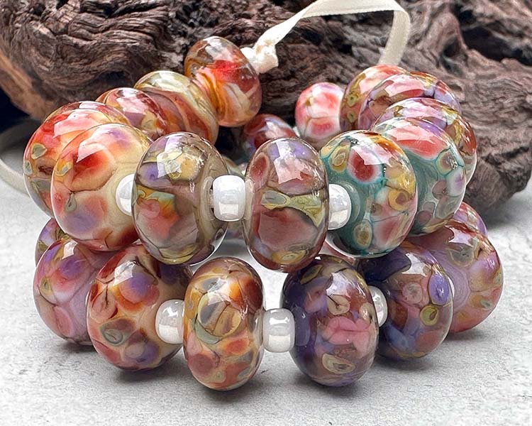 Winsome Rose Frit Lampwork Beads