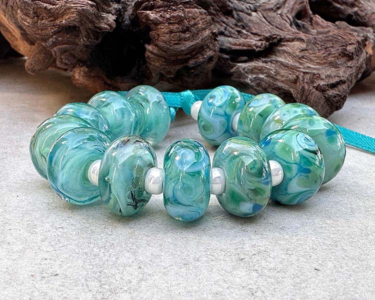 Turquoise Stone Frit Lampwork Beads