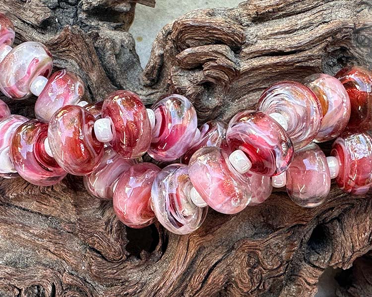 pink lampwork beads