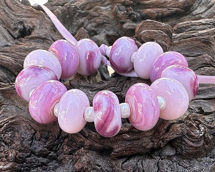 pink lampwork beads