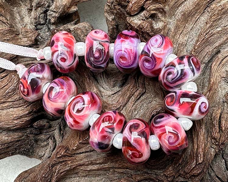 pink lampwork beads