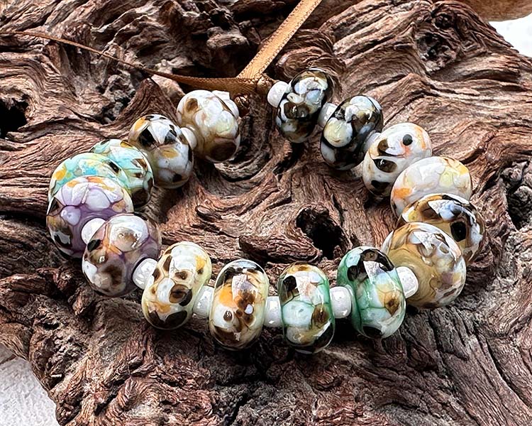 chocolate swirl frit lampwork beads