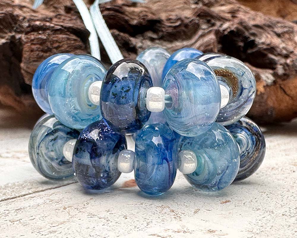 blue lampwork beads