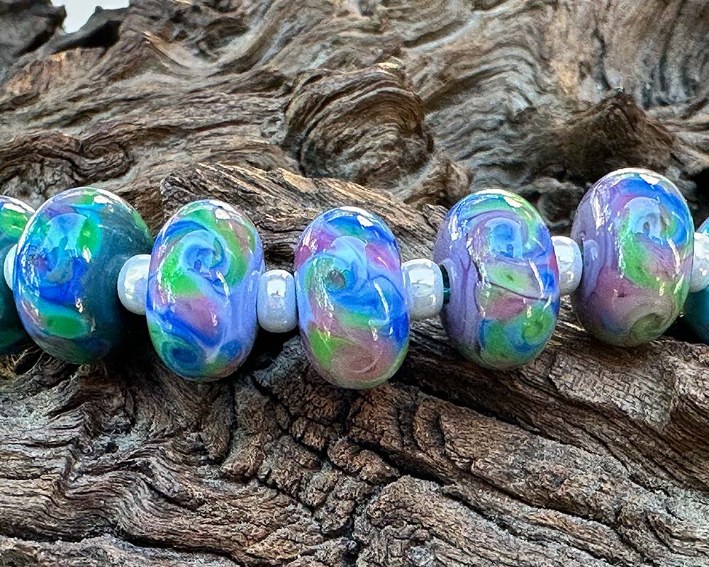 tropical splash lampwork beads