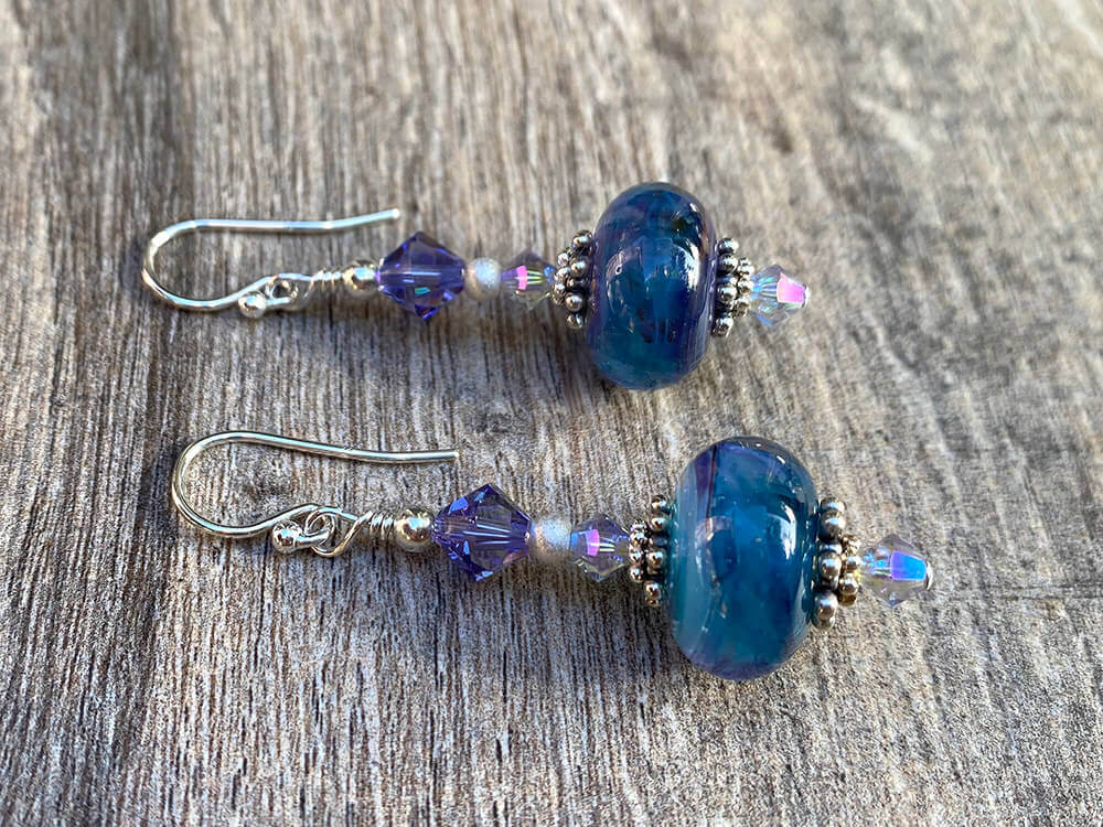 purple lampwork earrings