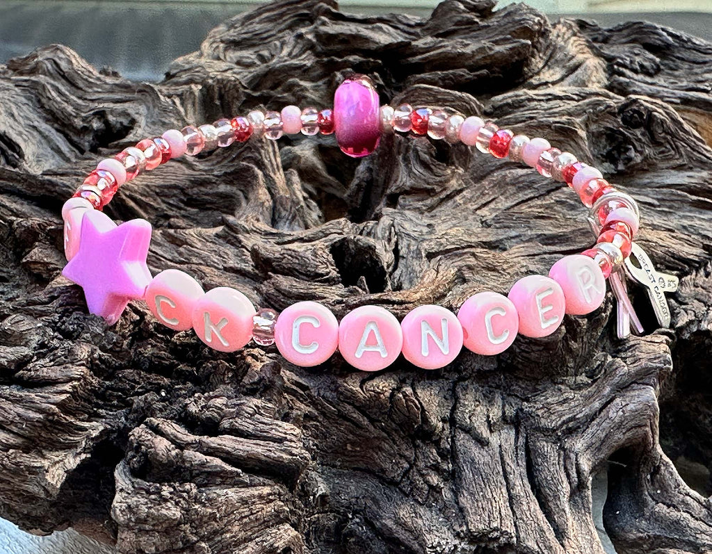 F#K Cancer Awareness Lampwork Bracelet