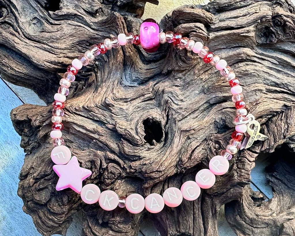 F#K Cancer Awareness Lampwork Bracelet