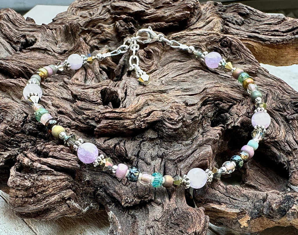 Kunzite gemstone anklet