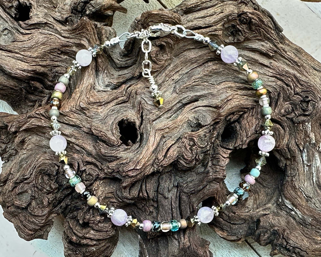 Kunzite gemstone anklet