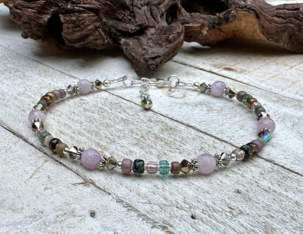 Kunzite gemstone anklet